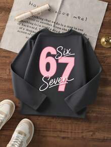 Tween Girls 3Pcs Fall Long Sleeve Tees, Number 67 Leopard Zebra Bow Letter Back Graphic Print, Loose Casual Daily Tops - Multicolor - View 3