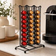 27x16x9cm Black Iron Vertical Coffee Capsule Holder, Rotatable Space-Saving Kitchen Storage Organizer, Random Color - Coffee Brown - View 2
