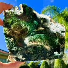 1pc Stunning Crystal Cluster Moss Agate Crystal Raw Stone Slice,Finely Polished,Home Decoration And Addirions,Holiday Gifte,Desktop Ornaments - Multicolor - View 3