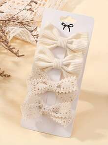 4pcs Cute Bow Hair Clips, Children Hair Accessories For Girls - Beige - View 9