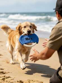 1pc Customized Pet Name Rope Flying Disc, Dog Outdoor Throwing Interactive Toy, Thickened Oxford Fabric Bite-Resistant And Pull-Resistant, Suitable For Small, Medium And Large Dogs, Pet Birthday Gift, Great Gift For Pet Owners - Multicolor - View 5