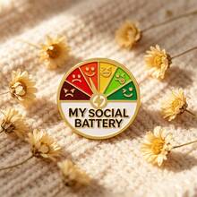 "MY SOCIAL BATTERY" Funny Mood Indicator Lapel Enamel Pins And Brooches Badge Pins For Backpacks Bags Backpack Cool Decoration Friend For Gifts - Multicolor - View 9