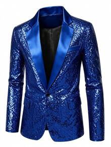 Blazer Payet Pria, Pakaian untuk Pertunjukan Panggung di Bar dan Klub Malam - Biru - View 4