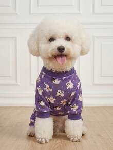 LUCKIE PAL 1pc Halloween Cute Goose Witch Ghost Print Pattern Cat Dog Polyester Four-Legged Pajamas, Elastic Soft Comfortable Warm Pet Cat Dog Suitable For Autumn Winter Indoor Outdoor - Multicolor - View 4