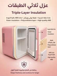 SOKANY 4L Dual-Purpose Mini Cosmetic Refrigerator, 12V Car/220V Home Dual Cooling And Heating, 28dB Quiet, With LED Mirror Light, Removable Compartment, Suitable For Skincare, Beverages, Breast Milk, Bedroom And Travel Use - Pink - View 6