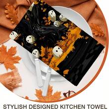 2/4/48pcs Halloween Series Glass Dome Elf Ghost Pattern Printed Kitchen Towels - Super Soft, Highly Absorbent Polyester Tablecloths And Hand Towels, Perfect For Holiday Decor, Kitchen Decor, Party Decor. - Multicolor - View 8