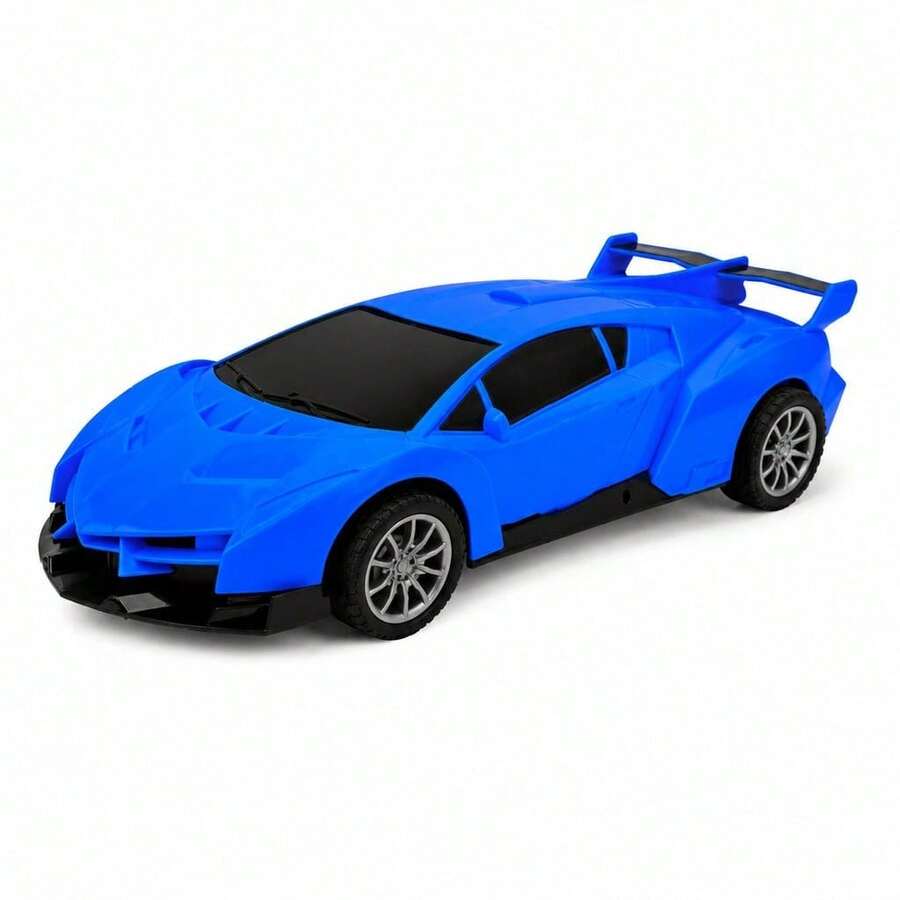 Carro Carrinho Controle Remoto Esportivo Rally Sport 1:18 7 Funções com Farol LED e Giro 360° - Azul - Visão 1