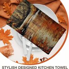 2/4/48pcs Autumn Series Autumn Stream Oil Painting Pattern Printed Kitchen Towels - Super Soft, Highly Absorbent Polyester Tableware And Hand Towels, Perfect For Holiday Decor, Kitchen Decor, Party Decor. - Multicolor - View 8