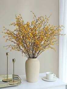 1/3/40pcs 37 Inch Artificial Dried Branches, Valentine's Day Scarecrow Floral Art, Vase Decor Branches | Halloween Flower Stems, Farmhouse Country Style Decor, Indoor Home Decoration, Tall Vase Long Stem Artificial Flowers - Yellow - View 2