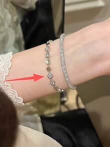 1pc Stainless Steel Fashion Lace Trim Bracelet, Elegant Delicate Adjustable Bangle, Niche Design With Premium Feel - Bubble Bracelet - View 5