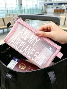 飛機主題網格文件收納袋/護照收納包，多款飛機航線、旅行與英文字母印花，加厚透明網格布料，可視大容量，順滑拉鍊，輕便易攜。適用於旅行、度假、登機、護照、機票與文件收納，日常收據與文具整理，適合男女旅行者，返校季、旅行季禮物首選，送給熱愛旅行的朋友與家人的實用小禮物！ - 彩色 - 查看 30