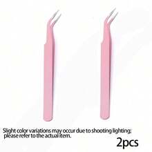 1-5pcs Pink Minimalist Eyelash Tweezers, Straight & Angled Tips, Two Styles Available, Finely Designed To Meet Various Needs. Thickened Steel Material, High Hardness, Good Elasticity, Durable. Comes With Protective Cap To Avoid Hand Injury. Comfortable Fit. - Pink - View 10