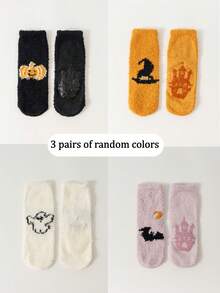 1/2/3/4 Paar Halloween Socken, Kürbis Muster Socken und Fledermaus Muster Damen Socken. Rutschfeste Bodensocken, Socken für den Innenbereich - Verschiedenfarbig - Übersicht 39