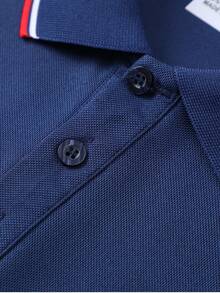 Men's Spring/Autumn Daily Commute Fashion Casual Minimalist Business Style Turn-Down Collar Long Sleeve Polo Shirt - Navy Blue - View 5