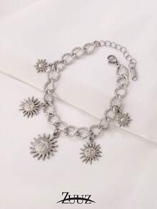 1pc Stainless Steel Sun Charm Bracelet For Women Fashion Simple 18K Gold Plated Multiple Charm Bracelets Jewelry - Bracelet - View 6