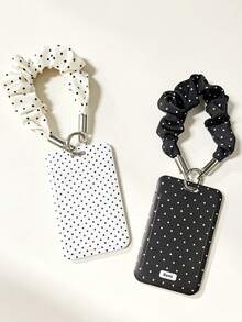 1pc Vintage Polka Dot Card Holder Pendant, Suitable For ID Card, Campus Card, Idol Card Decoration, Can Be Hung On Bag Or Keychain - Multicolor - View 1