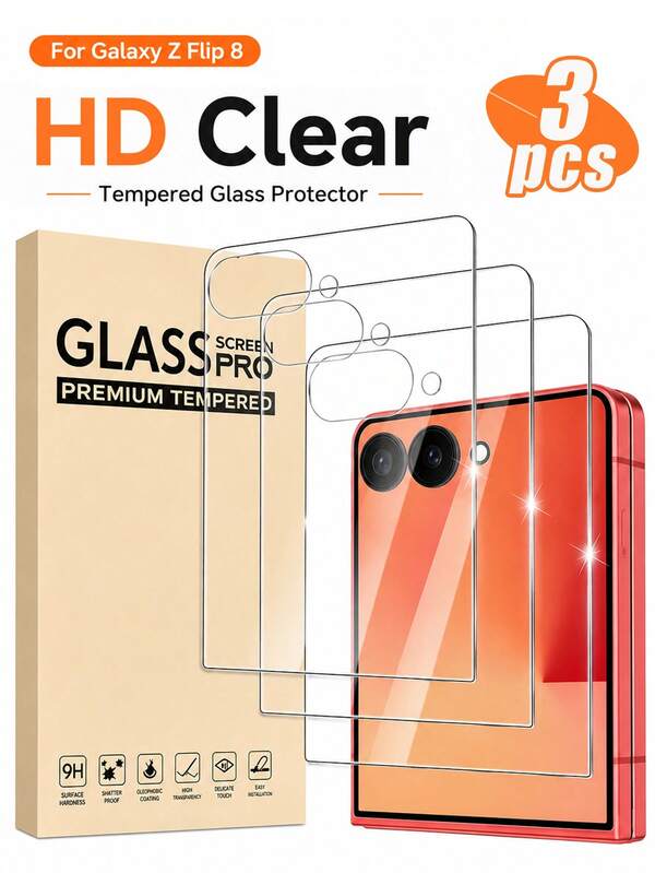3 Packs ForSamsung Galaxy Z Flip 5/ Z Flip 6/ Z /Z Flip 8 Screen Protector, Front Tempered Glass, Easy Install, Case Friendly, Scratch Resistant, Touch Sensitive, HD Clear