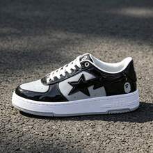 A BATHING APE 1 Pair Unisex BAPE STA Star Logo Low-Top Casual Sneakers For Daily Commute And Sports - Mirror Black Light Grey - View 2