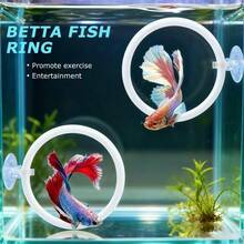 2pcs Bettas Fish Enrichment Toys Ring With Mirror 2 Bio Balls Betas Exercise Loop Toys Bett A Fish Exercise Ring Suitable Fishs Aquarium(Color: White) - White - View 4