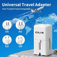 旅行插頭轉接器 100-240V 10A 2500W 國際電源適配器,全功能通用轉接頭適用美國/英國/歐盟/澳洲,多功能旅行電源轉換器,適用筆記型電腦與手機 - 查看 2