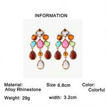 1 Pair New Bohemian Style Vintage Palace Floral Earrings With Rhinestones Colorful Dangle Earrings Exquisite High-End Earrings For Women - Colorful - View 7