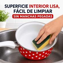 Cacerola universal antiadherente con estampado de puntos y mango único. - Ver 4