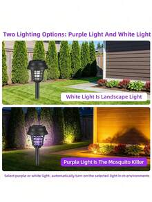 4/2pcs Solar Powered Mosquito Killer, Purple Light Mosquito Trap, Outdoor Mosquito Catcher & Garden Landscape Ground Light, Suitable For Garden, Patio, Lawn And Backyard - One Size Fits All - View 7