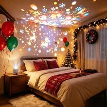 1pc Christmas Snowflake Projection Light + 1pc Base, Home Projection Light, Christmas Statue Light, Dynamic Christmas Pattern, Home Decor, Holiday Decor, Room Decor, Living Room, Party, Wedding, Christmas, Halloween - White - View 2