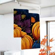 2/4/48pcs Autumn Series Deep Blue Contrast Pumpkin Pattern Printed Kitchen Towels - Ultra Soft, Highly Absorbent Polyester Tablecloths And Hand Towels, Perfect For Holiday Decor, Kitchen Decor, Party Decor. - Multicolor - View 5