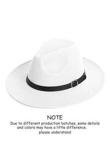1pc Women's Flat Brim Hat, Polyester Fiber, Decorated With Faux Leather Belt Hatband, Solid Color Versatile, Casual Minimalist - MM2186 - View 16