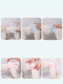 8pcs Disposable Pet Diapers, Soft Material Non-Irritating To Pet Skin, Specially Designed For Pets In Heat, A Thoughtful Gift For Your Pets - Multicolor - View 4