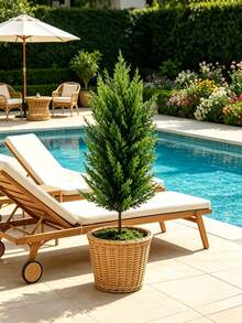 1pc Artificial Pine Tree, Faux Greenery With Natural Trunk, Pointed Base Design For Direct Planting, Low Maintenance Yard Landscaping, Home Decor, Holiday Atmosphere, Pot Not Included (3 Shovels Need To Be Purchased Separately) - Multicolor - View 6