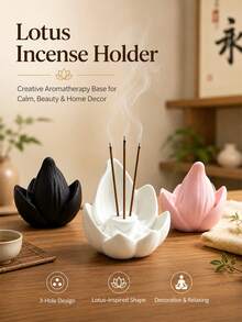 Lotus Aromatherapy Base, Creative Lotus Shaped Incense Burner, Home Fragrance Decor, Helps Regulate Mood And Purify Air, Suitable For Living Room, Bedroom, Room, Home Decor, Wedding, Essential Fragrance Tool For Yoga And Meditation Enthusiasts - Regular Model - View 7
