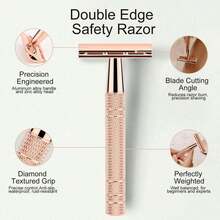 Reusable Women's Razor, Rose Gold Double Blade Safety Razor - Safety Razor - View 6
