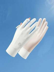 1 Pair Solid Color Casual Polyester Sunscreen Gloves, Lightweight Summer Outdoor Sports Driving Cycling UV Protection Touchscreen Gloves For Women,Travel,Festival - A - View 31