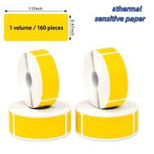 3 rullar etikettband för Phomemo D30 etikettmaskin, 12 mm x 40 mm termiskt papper, vattentäta självhäftande etikettband som ersättning för hem, kontor, skola och mappar (gul) - Visa 2