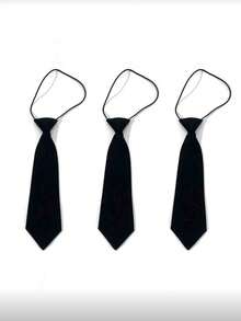Women's Solid Color Satin Fashion Versatile Short Necktie - Black - View 9