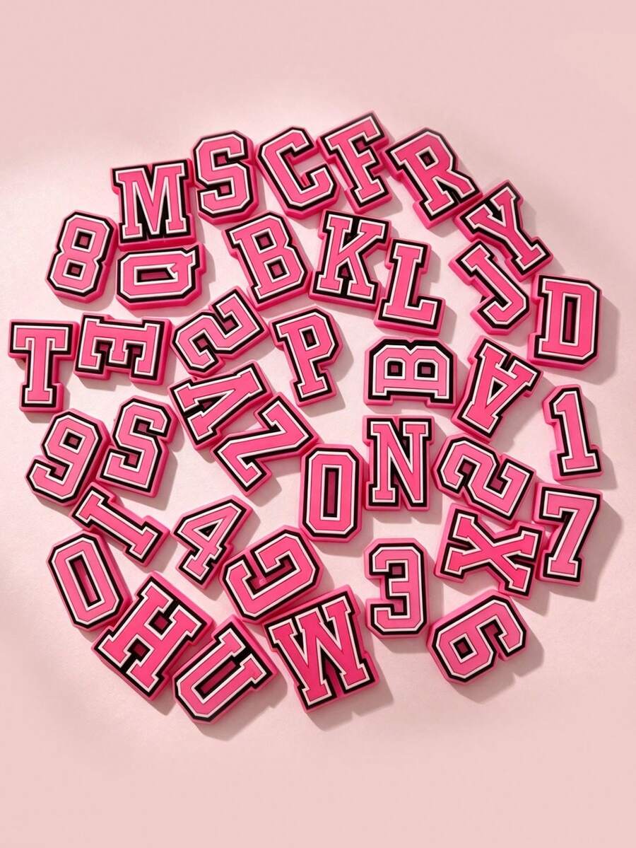 10-20-30pcs Random Personalized Fashion Back To School Season Letter Shoe DIY Decoration Accessories Suitable For Students, Back To School Gift For Friends, Clogs, Garden Shoes, Sandals, Summer Wedge Shoes, Minimalist Fashion Shoe Accessories - View 1