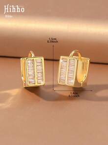 Hihho 1 Pair Luxury Commuter Style Ear Cuffs, Women's Earrings For Daily Wear, Commuting, Dating, Birthday, Evening Party, Gathering - Square - View 7