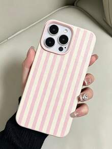 1件時尚極簡粉黃條紋個性化軟 TPU 防震防刮手機殼，適用於 iPhone 17/17Pro/17ProMax/16/16Pro/16ProMax/15/15Pro/15ProMax/14/13/12/11 - 彩色 - 查看 3