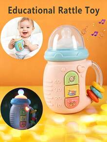 1pc Baby Pacifier Rattle Toy, Sensory Teether With Light & Music, Soothing Newborn Infant Rattle Shaker Toy - Multicolor - View 3