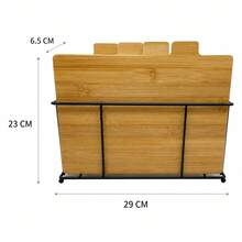 23x29cm Wood Bamboo Cutting Board Set With Iron Rack, Space-Saving Kitchen Chopping Blocks For Food Prep - 1PC - View 5