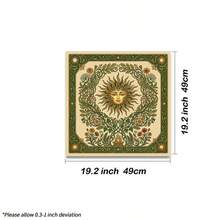 1pc Boho Vintage Sun Tarot Table Cloth Retro Floral Plants Ornament Cream‑Beige Background Square Divination Mat Lightweight Wall Hanging Aesthetic Home Decor - Black - View 6