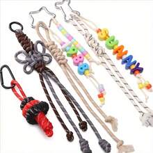 6/12/30/50/100pcs Handmade Women's Keychain Pendant Set, Colorful Fashion Nylon Rope Bag Charm Phone Chain Woven Knot Decoration - Multicolor - View 5