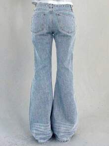 Teen Girl Slim High Waist Flare Leg Jeans - Baby Blue - View 4