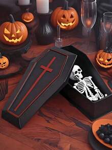 1/4/10pcs Halloween Mini Coffin Box Model Props, Halloween Candy Coffin Shaped Gift Box, Halloween Plastic Snack Box, Suitable For Horror Decoration, Desktop Ornament, Halloween Party Favors, Indoor Decoration, Great Choice For Halloween Gifts And Prank Props - Multicolor - View 7