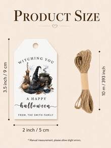 Custom Halloween Gift Tag, Spooky Personalized Greeting Card For Party Favor Bags And Gift Wrapping, Customized Witch Ghost Message Tag, Customizable Text Holiday Favor Label For Family, Friends, Trick Or Treat, Fall Party Gifts - Style a - View 4