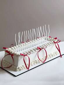 6pcs/12pcs Lilin Melengkung Putih Mutiara untuk Dekorasi Kue Pesta Ulang Tahun - Beraneka warna - View 3