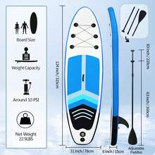 Inflatable Stand Up Paddle Board SUP Accessories & Carry Bag, Wide Stance, Surf Control, Non-Slip Deck, Leash, Paddle And Pump, Standing Boat For Youth & Adult - 1 - View 9