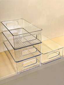 1/2 Piezas Caja Organizadora de Escritorio Apilable Transparente, Contenedor Multiusos de Gran Capacidad, Estuche de Almacenamiento a Prueba de Polvo para Artículos de Papelería, Cosméticos, Notas, Documentos de Papel & Artículos Varios Diarios, Ideal para Uso en el Hogar, Oficina y Escuela - transparente - Ver 6